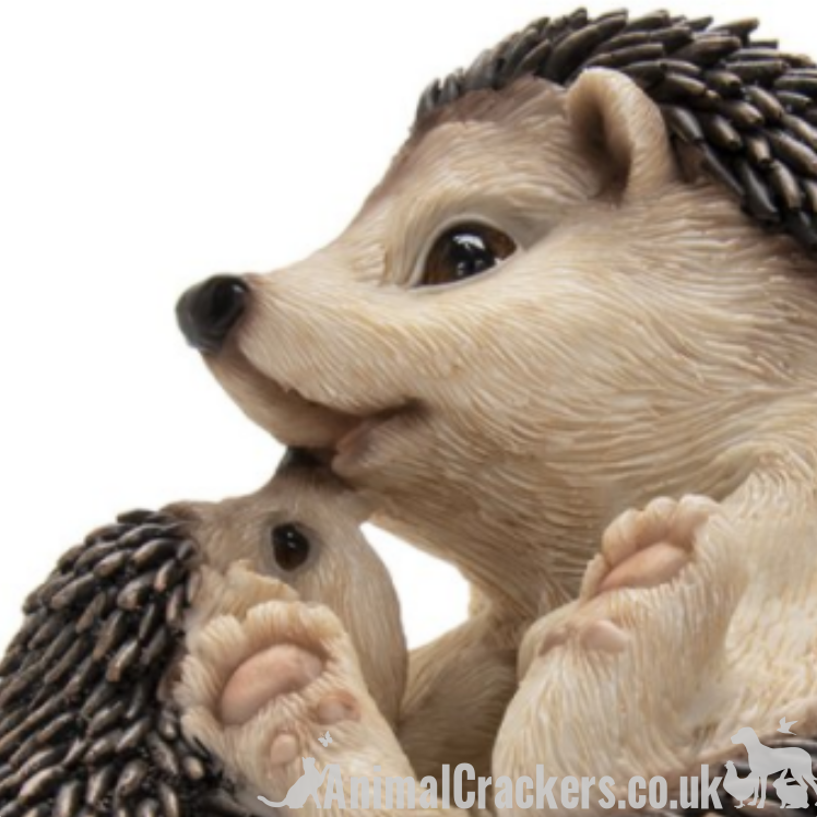 Cute HEDGEHOG WITH BABY, novelty resin garden ornament, great Hog lover gift