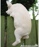 Fence Hanging Pig ornament sculpture, novelty garden decoration, Pig lover gift