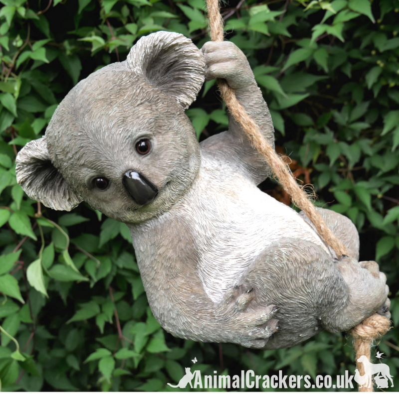 Large Rope tree hanging Koala, novelty garden ornament/ figurine. Great Koala lover gift