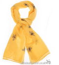 Glittery BEE PRINT Scarf Sarong Blue Mustard or White cotton mix Bee lover gift
