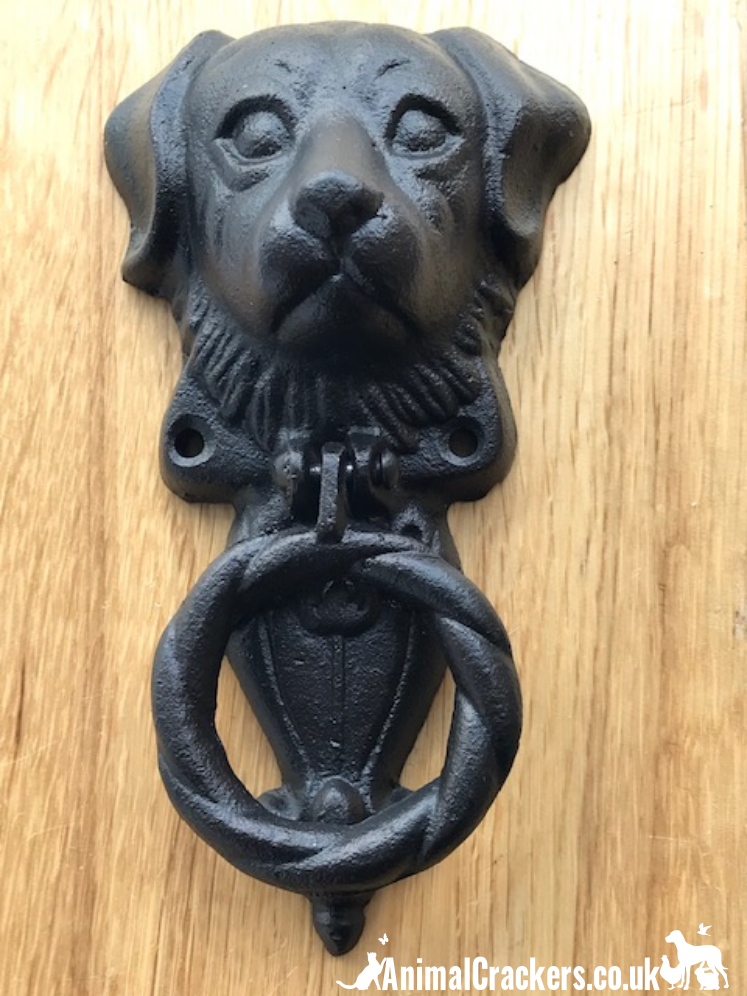 Cast iron Labrador style Dog Head shaped door knocker, great novelty Dog lover gift