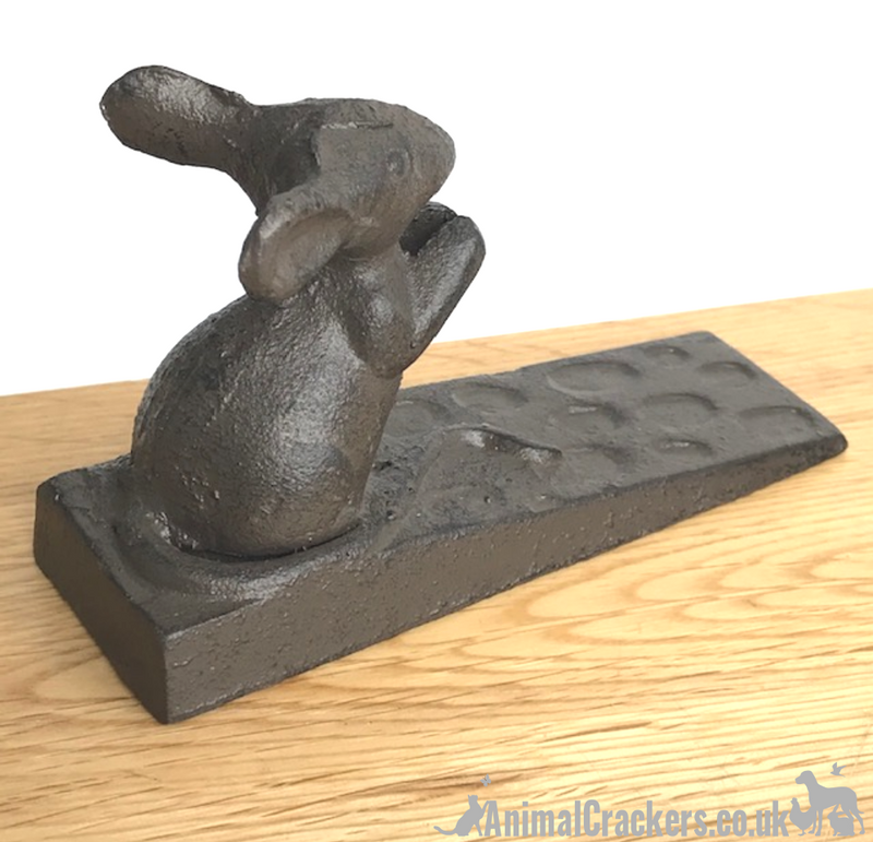Cast iron 'Talking' mouse on cheese wedge door stop or decoration, lovely mice lover gift