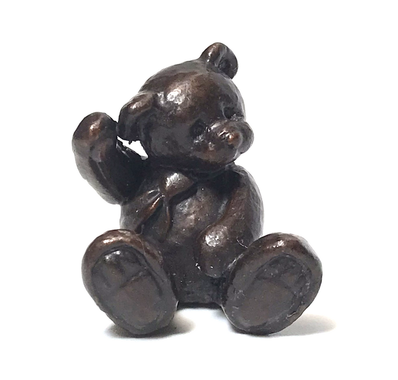 'Milo' - solid bronze miniature Teddy Bear figurine designed by Michael Simpson, in a quality gift box.