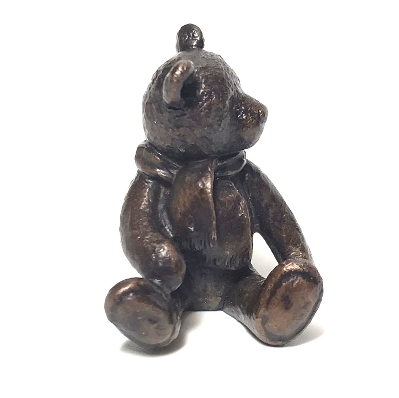 'Monty' - solid bronze miniature Teddy Bear figurine designed by Michael Simpson, in a quality gift box.