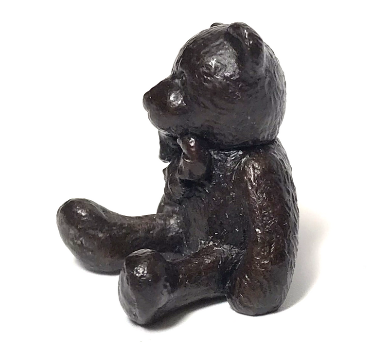 'Hugo' - solid bronze miniature Teddy Bear figurine designed by Michael Simpson, in a quality gift box.