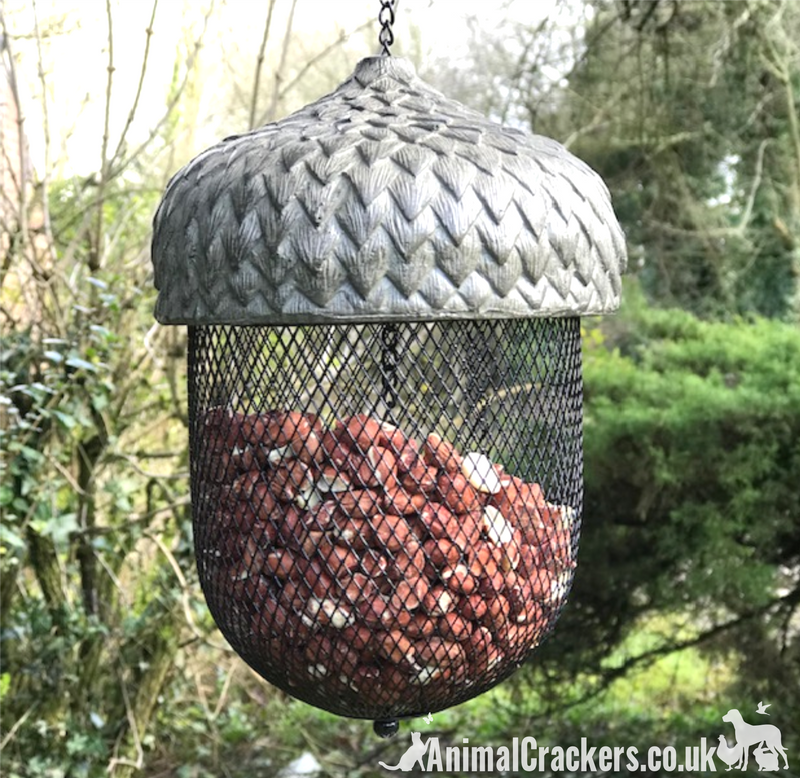 Novelty ACORN wild bird NUT FEEDER metal and heavy resin garden bird lover gift