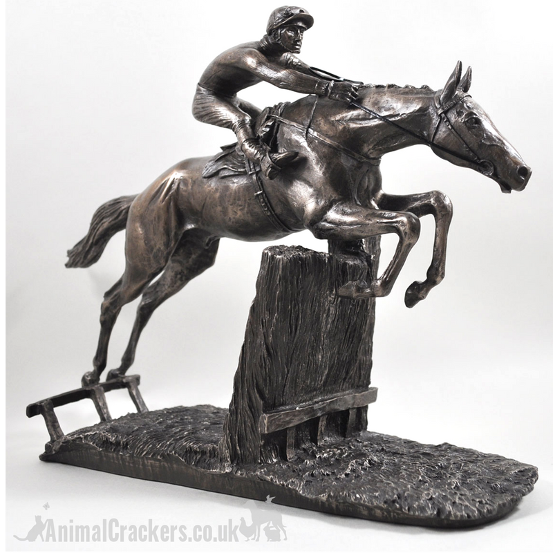 Large 33cm heavyweight 'At Full Stretch' bronze racehorse ornament figurine by David Geenty