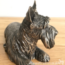 Laying Scottish Terrier figurine by Beauchamp Bronze, in solid Cold Cast Bronze