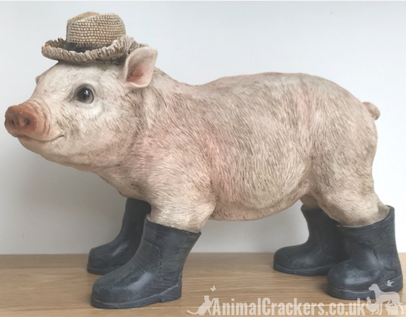 Large 30cm novelty Pig in Wellies Wellingtons ornament decoration pig lover gift