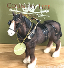 BACK IN STOCK NOVEMBER - Leonardo Bay Shire Cart Heavy Horse in harness ornament figurine, gift boxed (length 17.5cm)