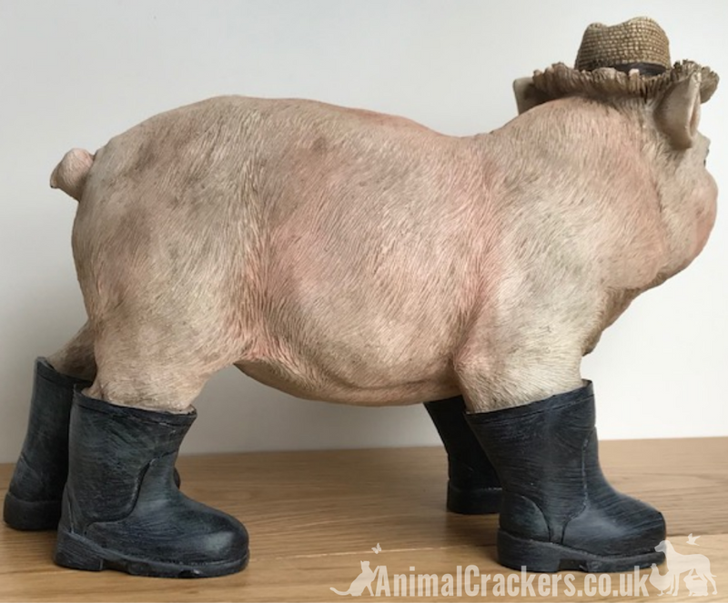 Large 30cm novelty Pig in Wellies Wellingtons ornament decoration pig lover gift