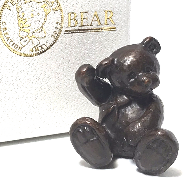 'Milo' - solid bronze miniature Teddy Bear figurine designed by Michael Simpson, in a quality gift box.