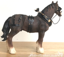 BACK IN STOCK NOVEMBER - Leonardo Bay Shire Cart Heavy Horse in harness ornament figurine, gift boxed (length 17.5cm)