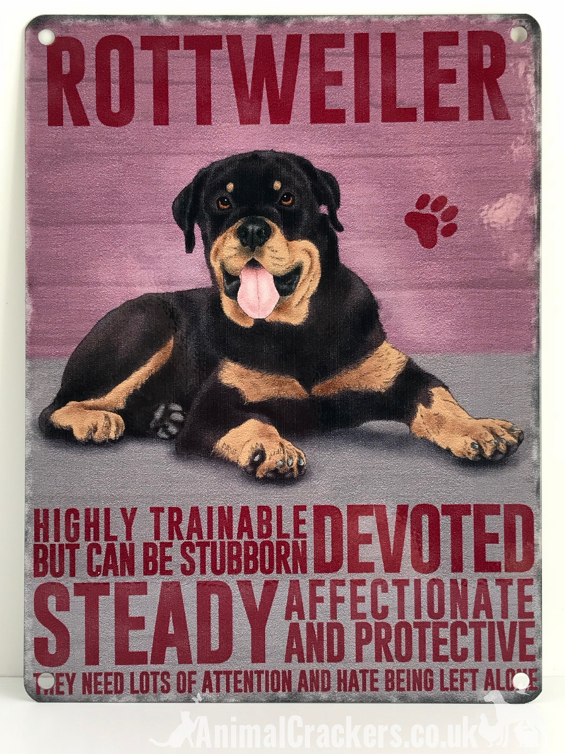 20cm metal vintage style Rottweiler Rottie breed character hang sign plaque