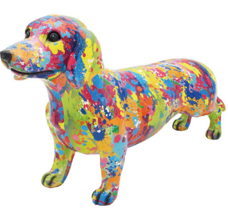 SPLASH ART bright coloured Dachshund ornament figurine, Sausage Dog lover gift