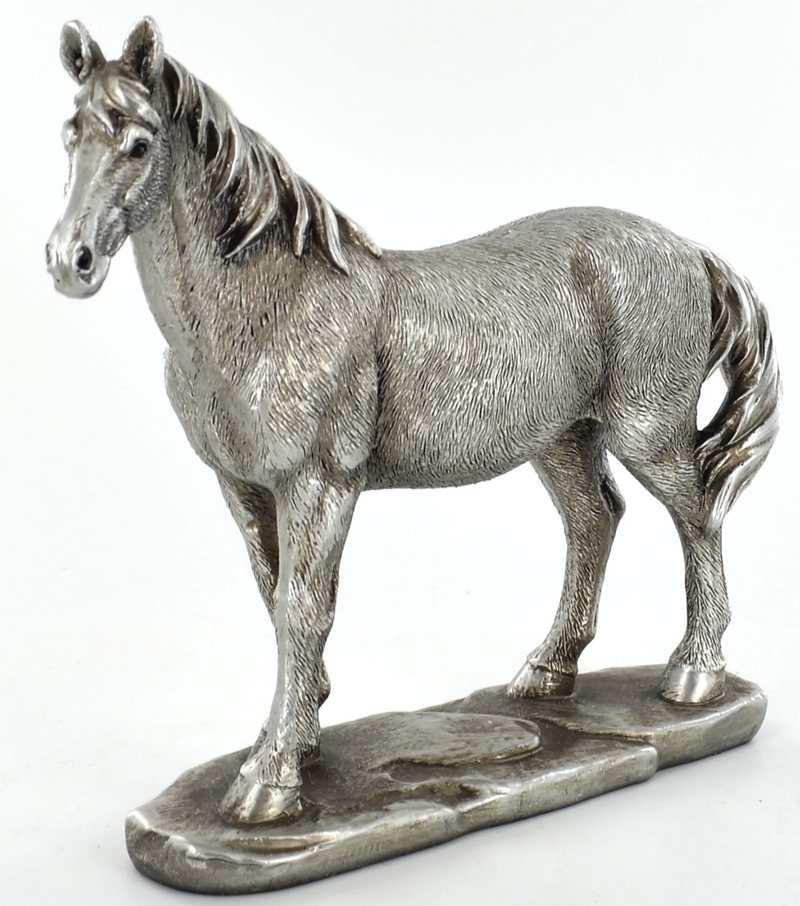 Aged silver effect Horse figurine, lovely Pony lover gift
