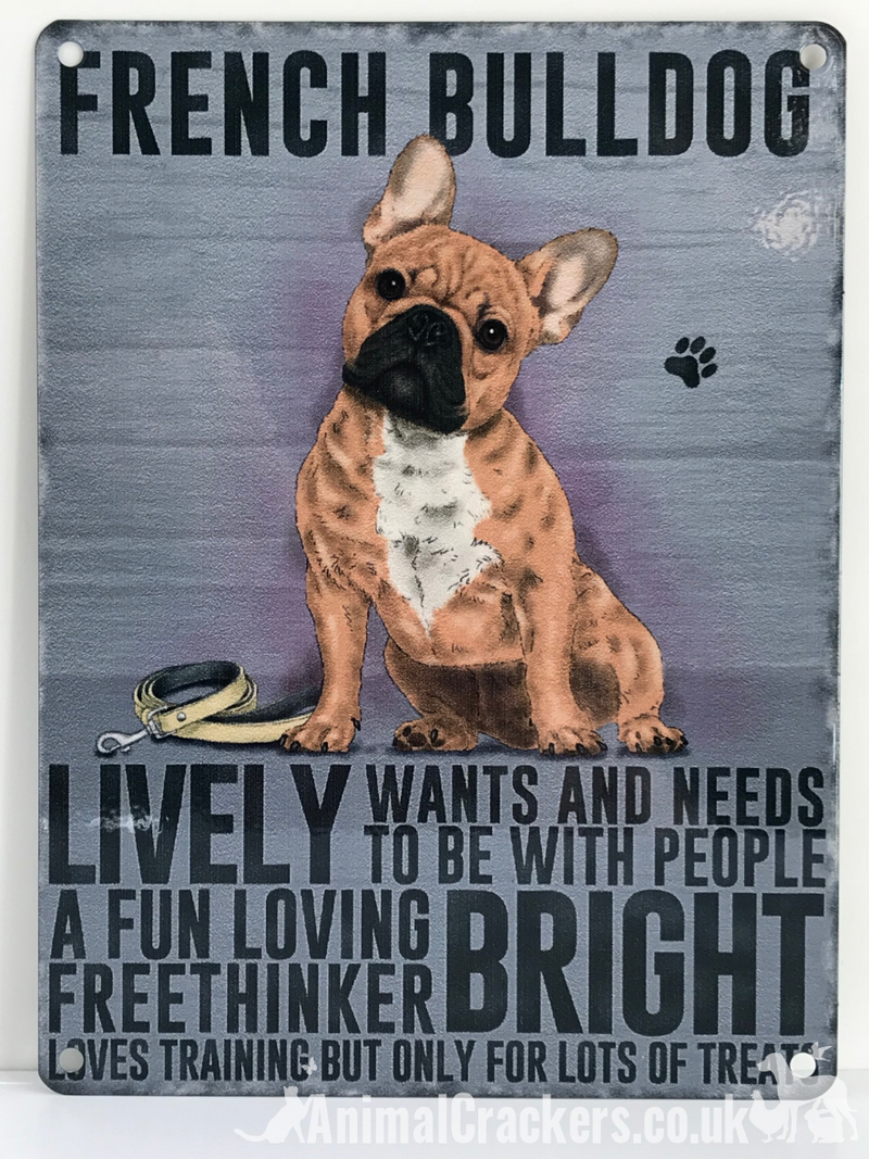 20cm metal vintage style French Bulldog Frenchie breed character hanging sign