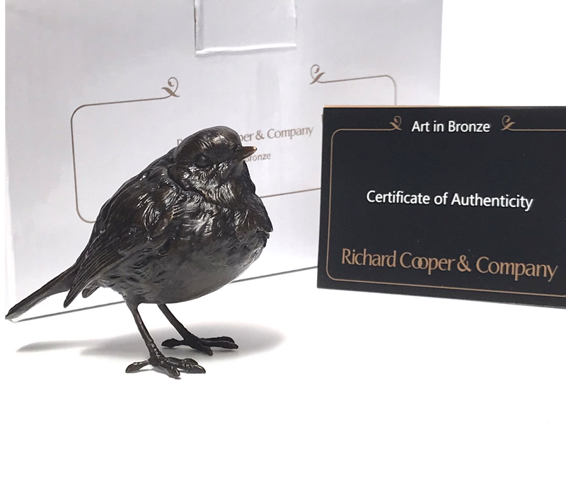 LIMITED EDITION solid bronze Robin figurine by Dean Kendrick, with quality gift box & certificate of authenticity
