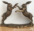 Bronze effect Boxing Hares ornament figurine Leonardo bronzed range, gift boxed