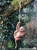 Jo the Sloth large swinging sloth on rope tree garden decoration