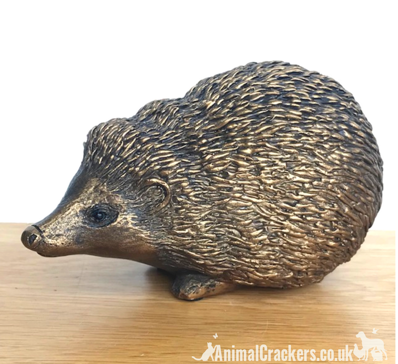 Bronze effect Hedgehog sculpture ornament figurine designed by Harriet Glen
