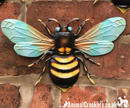3 x Large (25cm) Metal Bees Colourful garden decoration novelty wall art Bee lover gift