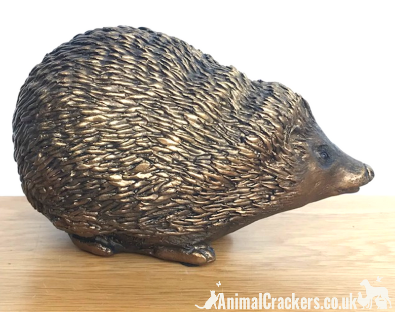 Bronze effect Hedgehog sculpture ornament figurine designed by Harriet Glen