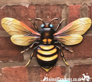 3 x Large (25cm) Metal Bees Colourful garden decoration novelty wall art Bee lover gift