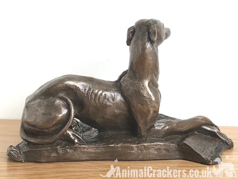 Exclusive to Animal Crackers - Laying Greyhound sculpture by Harriet Glen, in quality Cold Cast Bronze