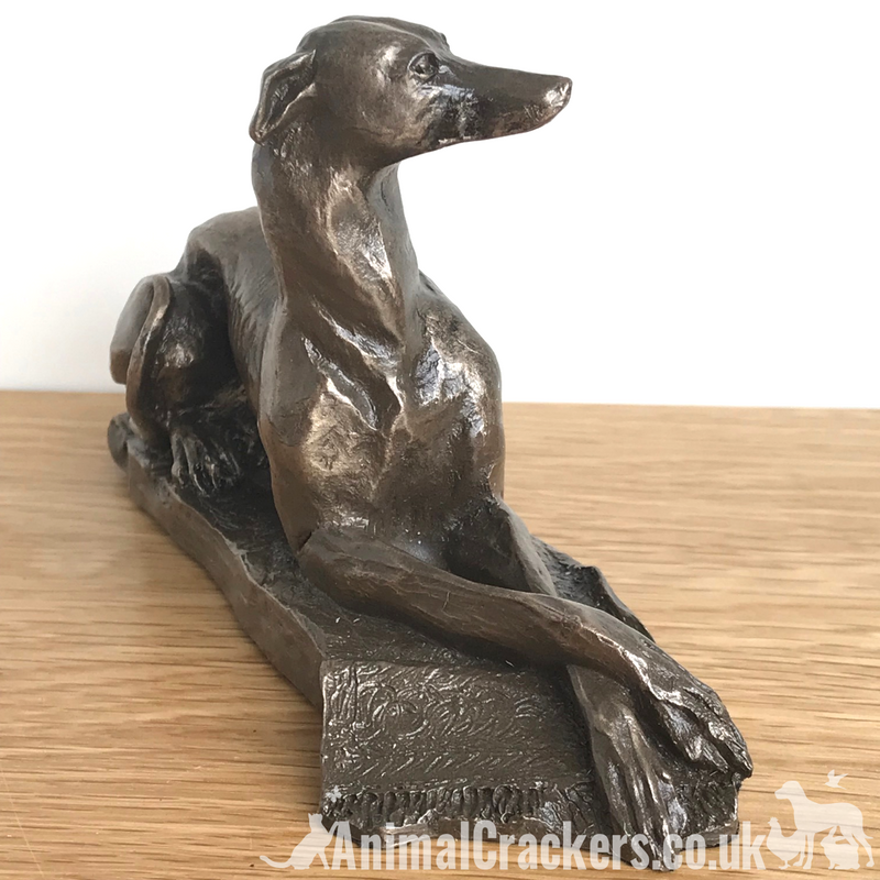 Exclusive to Animal Crackers - Laying Greyhound sculpture by Harriet Glen, in quality Cold Cast Bronze