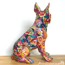 Large 32cm GROOVY ART colourful Boston Terrier French Bulldog style ornament figurine Dog lover gift