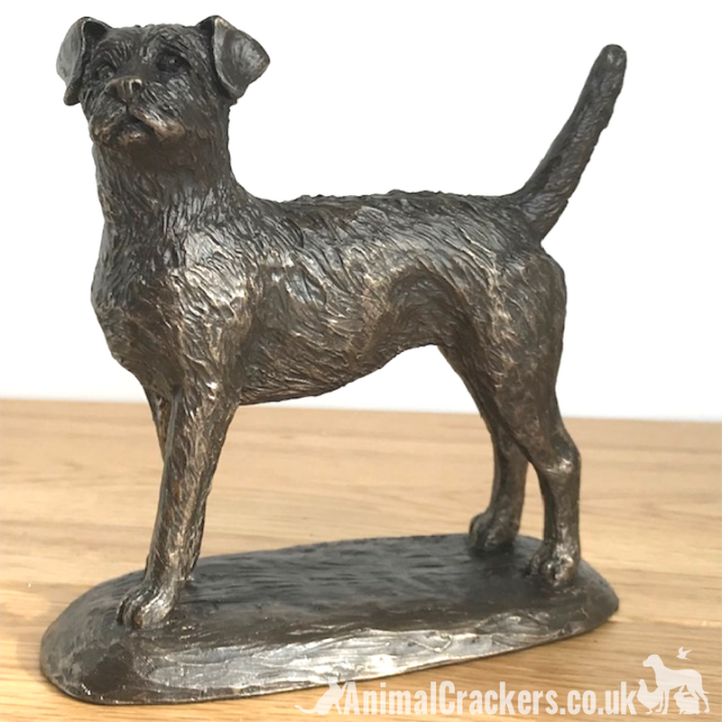 Bronze Border Terrier ornament figurine by Harriet Glen, quality dog lover gift
