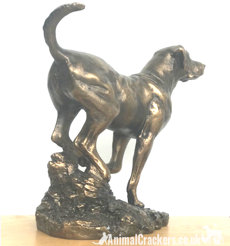 Large 22cm heavy Bronze effect Labrador sculpture, quality ornament designed by David Geenty