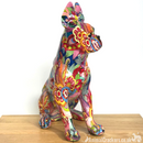 Large 32cm GROOVY ART colourful Boston Terrier French Bulldog style ornament figurine Dog lover gift
