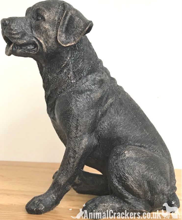 18cm sitting dark bronze effect Labrador ornament figurine
