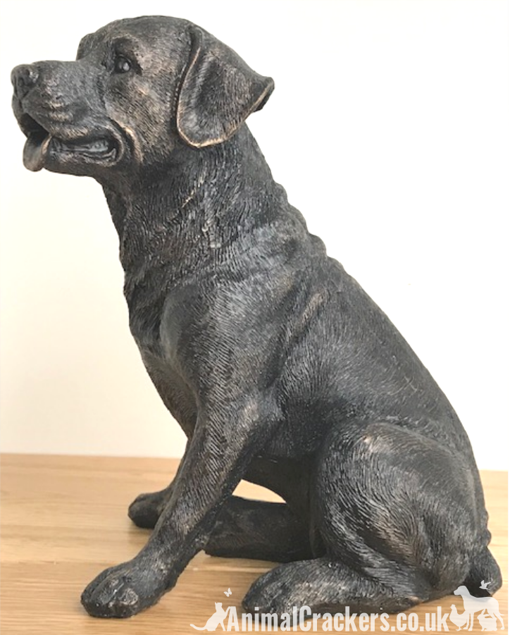 18cm sitting dark bronze effect Labrador ornament figurine