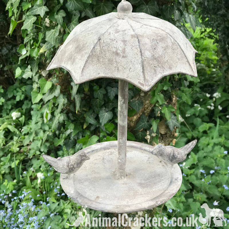 Sturdy galvanised metal umbrella design hanging Bird Feeder, garden bird lover gift