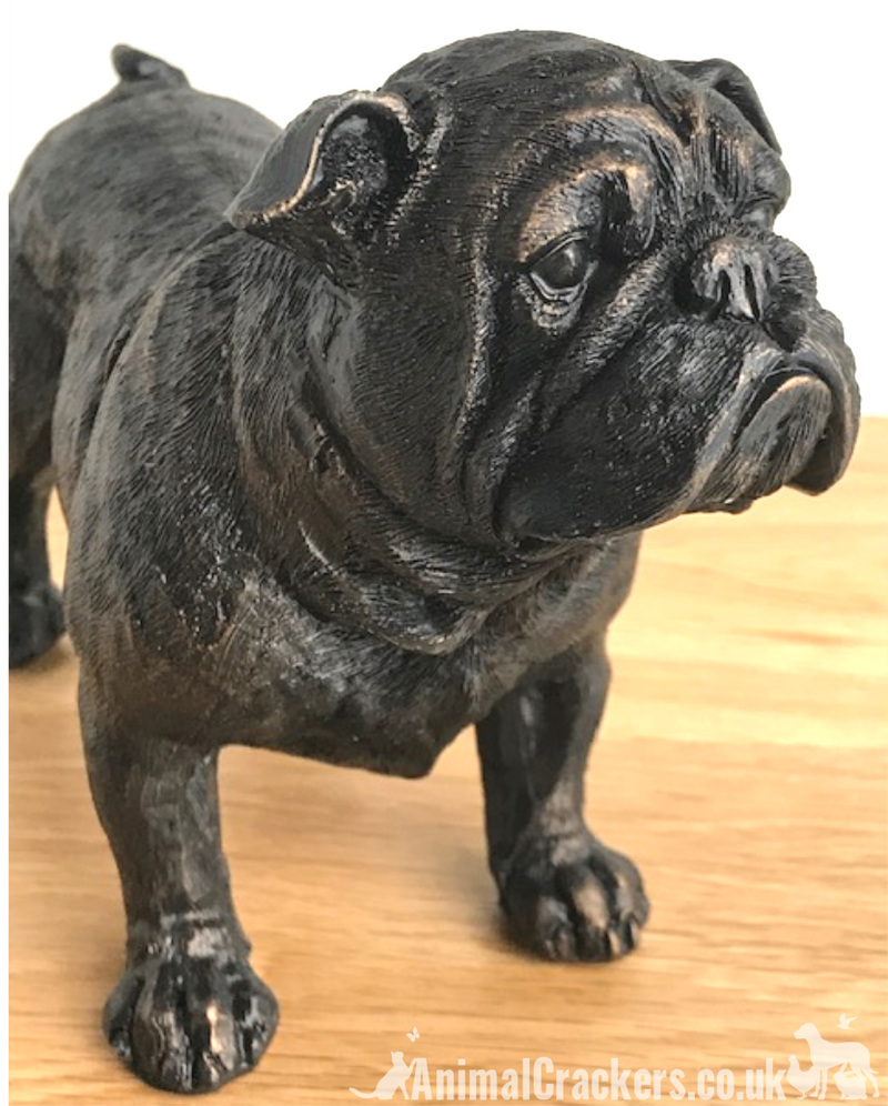 20cm bronze effect English Bulldog ornament figurine Bull Dog lover gift, boxed