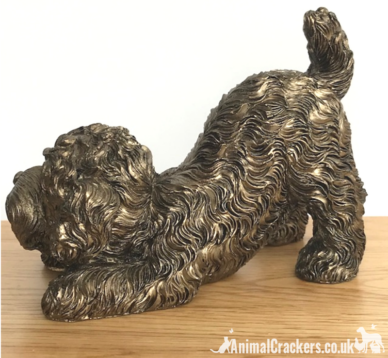 Bronze effect Playing Cockapoo ornament, lovely Doodle Dog lover gift
