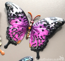 Set of 3 bright 16cm Metal Butterflies in Orange, Purple & Blue