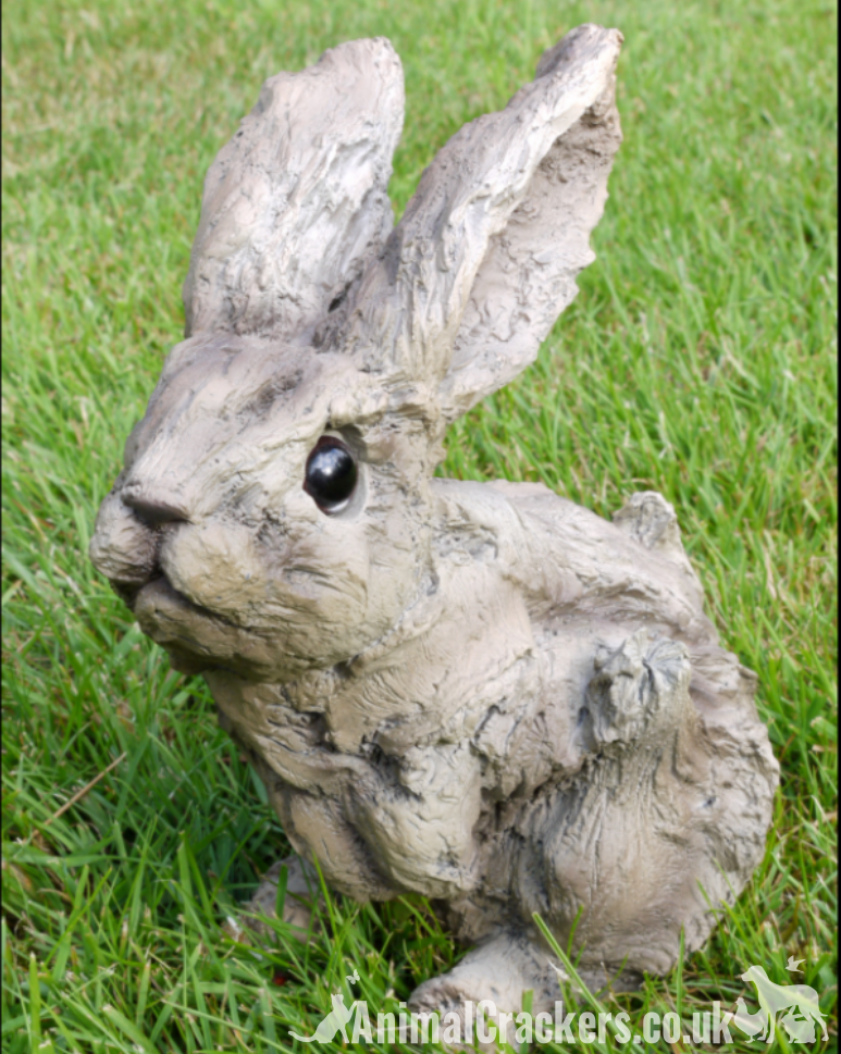 Wood effect rabbit bunny lover gift garden ornament decoration sculpture figure