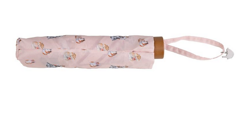 Wrendale Designs Pink 'Piggy in the Middle' Umbrella with Guinea Pig, Hamster & Rabbit images