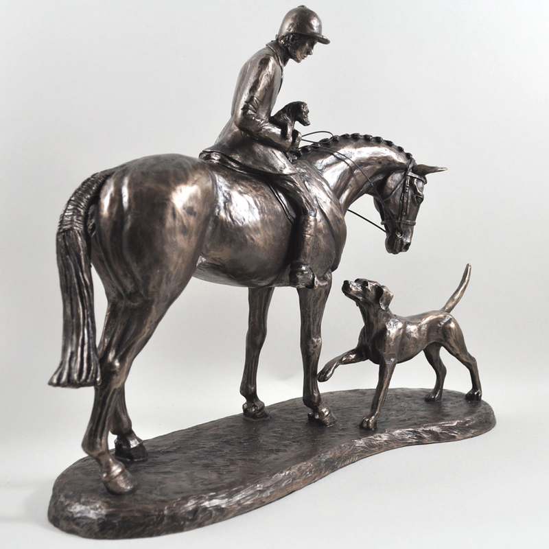 'Country Companions' By Harriet Glen fabulous cold cast bronze Horse and Dogs figurine sculpture