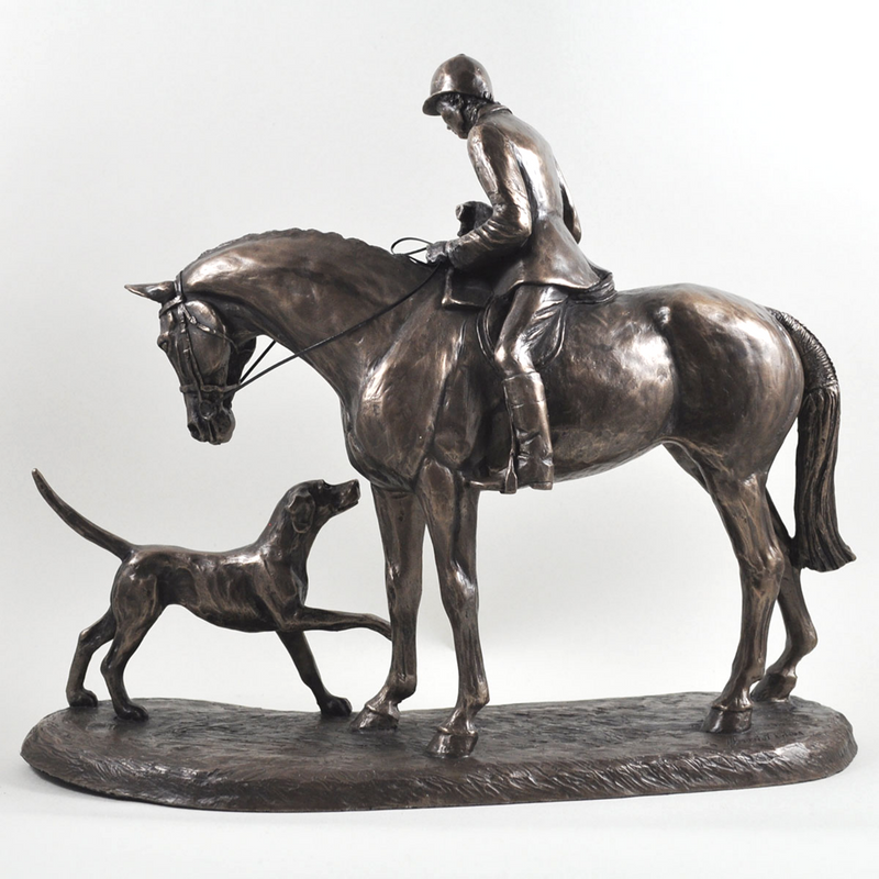 'Country Companions' By Harriet Glen fabulous cold cast bronze Horse and Dogs figurine sculpture