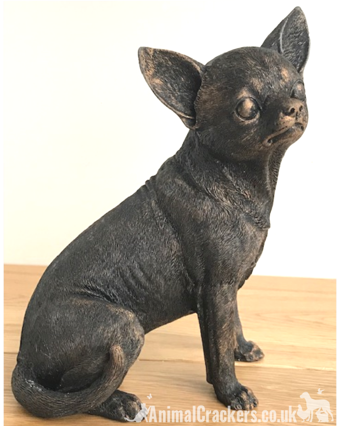 18cm sitting bronze effect Chihuahua ornament figurine decoration Dog Lover Gift