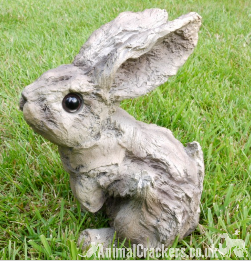 Wood effect rabbit bunny lover gift garden ornament decoration sculpture figure