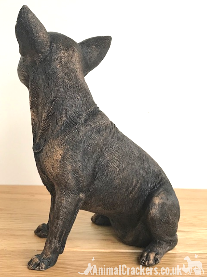 18cm sitting bronze effect Chihuahua ornament figurine decoration Dog Lover Gift