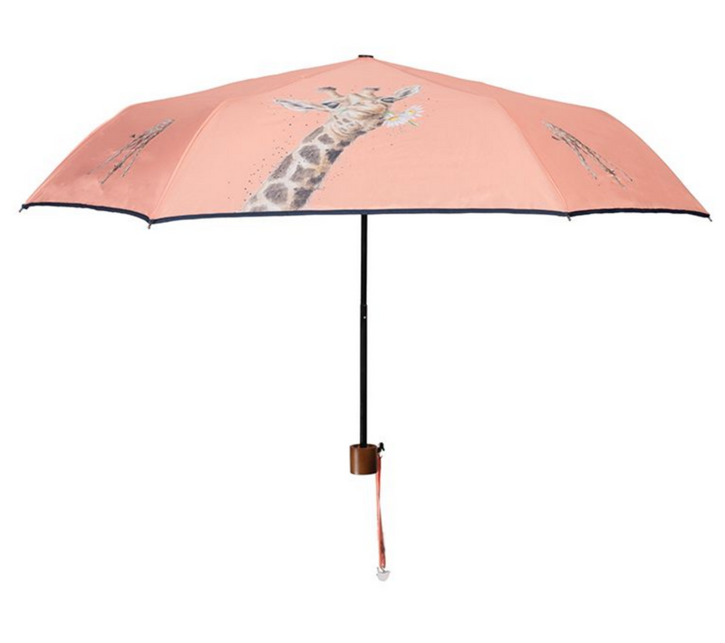 Wrendale Designs 'Giraffe Flowers' design Coral Pink Umbrella Giraffe lover gift