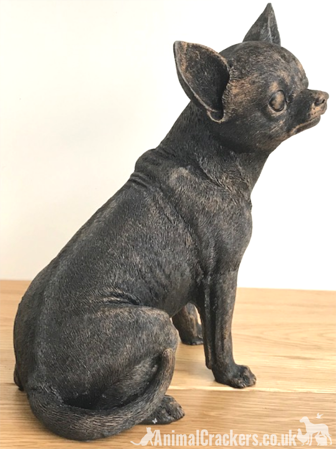 18cm sitting bronze effect Chihuahua ornament figurine decoration Dog Lover Gift