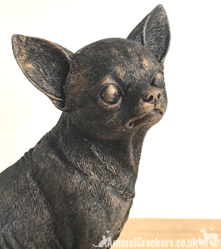 18cm sitting bronze effect Chihuahua ornament figurine decoration Dog Lover Gift